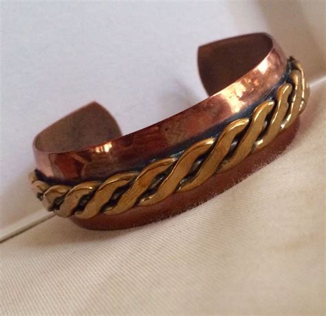 Vintage Genuine Copper Bracelet Cuff Stle With Twisted Brass Etsy