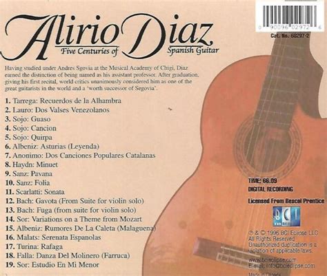 Five Centuries Of Spanish Guitar Alirio Diaz By Alirio Diaz