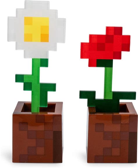 Minecraft Daisy And Poppy Flower Pot Mood Lights Set Of 2 Nightstand Table Lamp