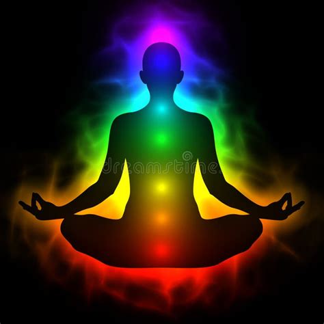 Human Energy Body Aura Chakra In Meditation Stock Illustration