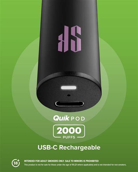 KS Quik 2000 Puffs Disposable Pod 450mAh 7ml Nic 3 USB Type C Charging