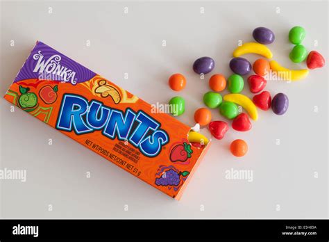 A box of Runts (or Fruit Runts) candy. These hard candies are sold by ...