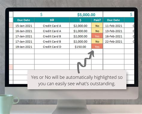 Monthly Bill Tracker Planner Excel Spreadsheet Log And Etsy Canada