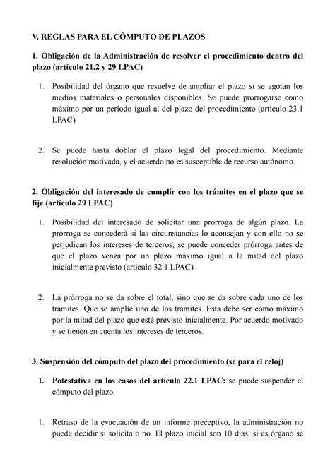 Reglas Para El Computo De Plazos Derecho Administrativo V Reglas