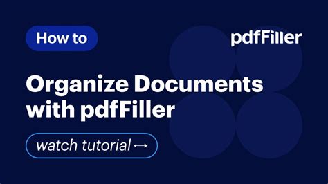 Organize Documents With Pdffiller Youtube