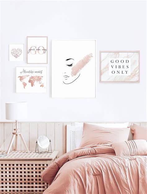 Rose Gold Room Decorteen Girl Bedroom Decorbedroom Wall Etsy