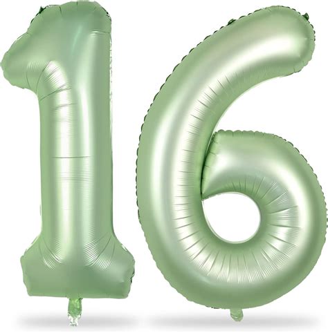 16th Birthday Balloons For Girls 40 Inch Sage Green Foil