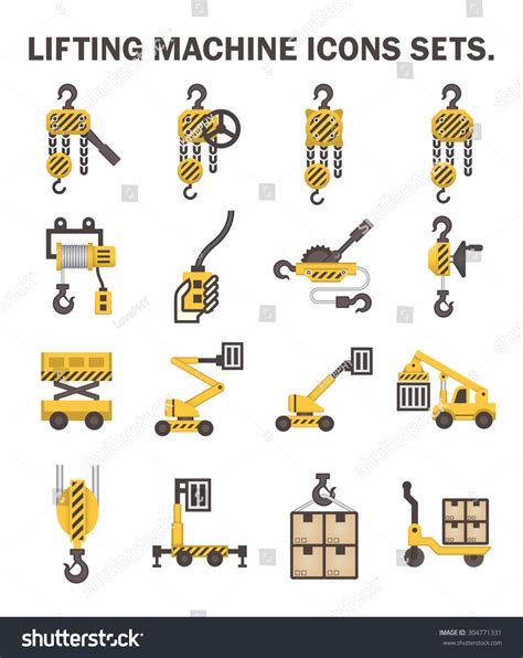 Lifting Machine Icons Sets Stock Vector Royalty Free 304771331