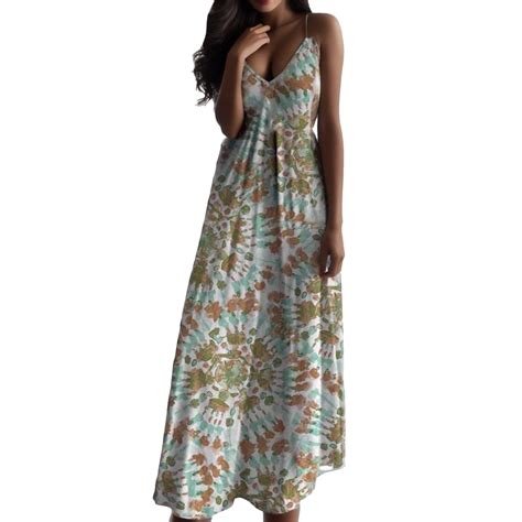 Gyujnb Dresses For Women 2024 Maxi Dress Sleeveless Sexy Dress Print Women Tropical Backless