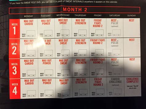 Insanity Workout Schedule Month