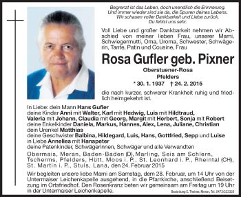 Traueranzeigen Von Rosa Gufler Trauer Bz