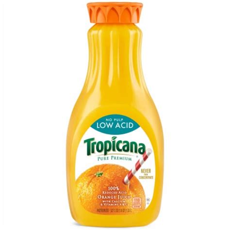 Tropicana Pure Premium Low Acid No Pulp Orange Fruit Juice, 52 fl oz ...