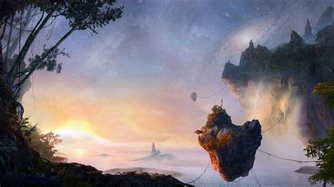 Floating Island Matte Painting Fantasy Landscape Photoshop Painting