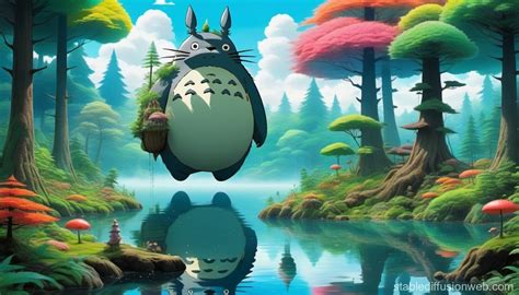 Totoro-Filled Magical Forest by Miyazaki | Stable Diffusion Online