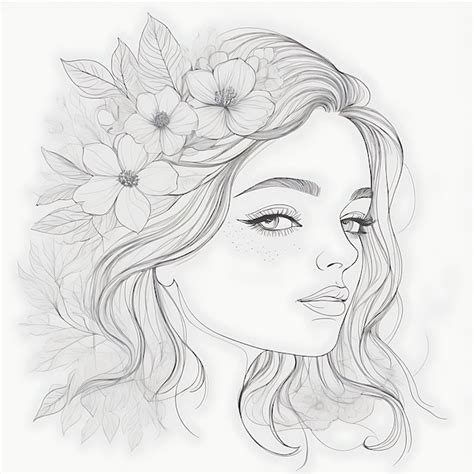 Woman Flowers Line Art Minimalism Abstract Modern Single Line Woman