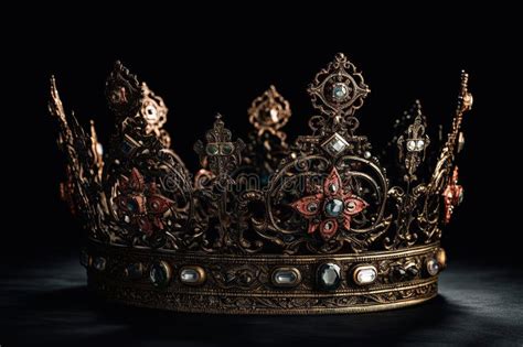 Royal Gold Crown With Sapphires Created By Generative Ai Stock