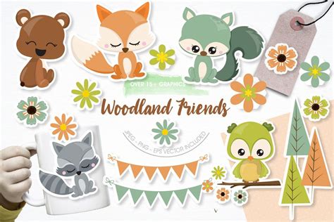 Woodland Friends Graphics And Illustrations