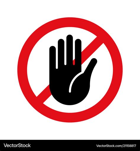 Stop hand no entry sign icon Royalty Free Vector Image