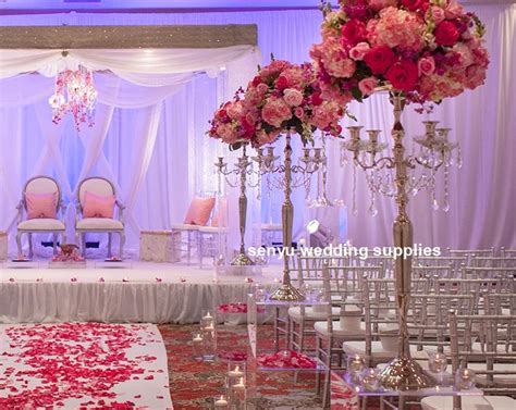 Candelabro de boda de 5 brazos con tazón de flores soporte de centro