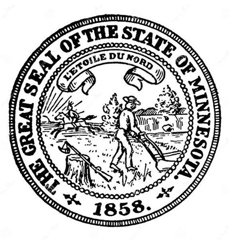 The Great Seal Of The State Of Minnesota Vintage Illustration Stock