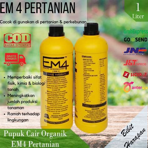 Jual Pupuk Cair Organik Em Pertanian Mikro Organisme Nutrisi Tanaman