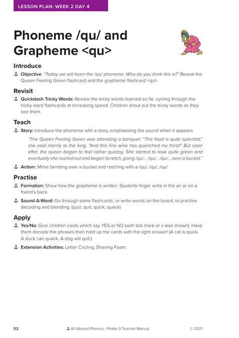 Week Lesson Phoneme Qu And Grapheme Qu Phonics Phase