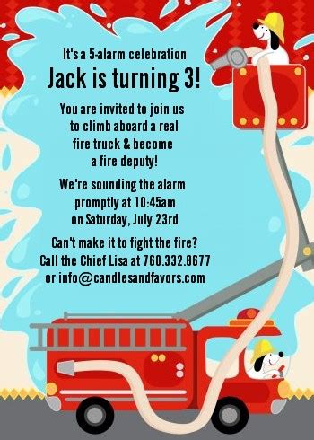 Fire Truck Birthday Party Invitations | Candles and Favors