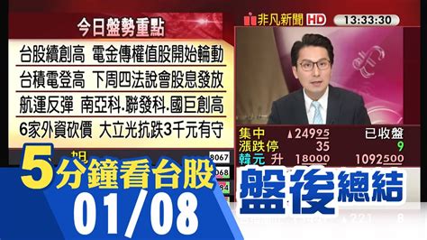 台積電續創高 台股飆新高 本周大漲逾600點 權值電子股穩盤 海運股止跌反彈 聯發科國巨創高 大立光力守3000元關卡｜主播鄧凱銘｜【5分鐘