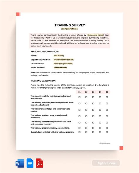 Training Survey Template Survey Template Templates Training