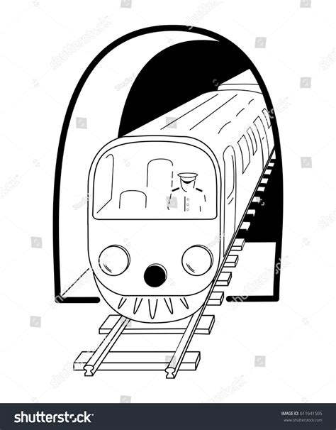 Subway Train Coming Out Tunnel Hand Stock Vector Royalty Free