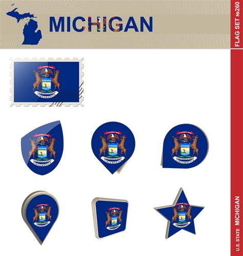 Michigan Flag Set, Flag Set 8804582 Vector Art at Vecteezy