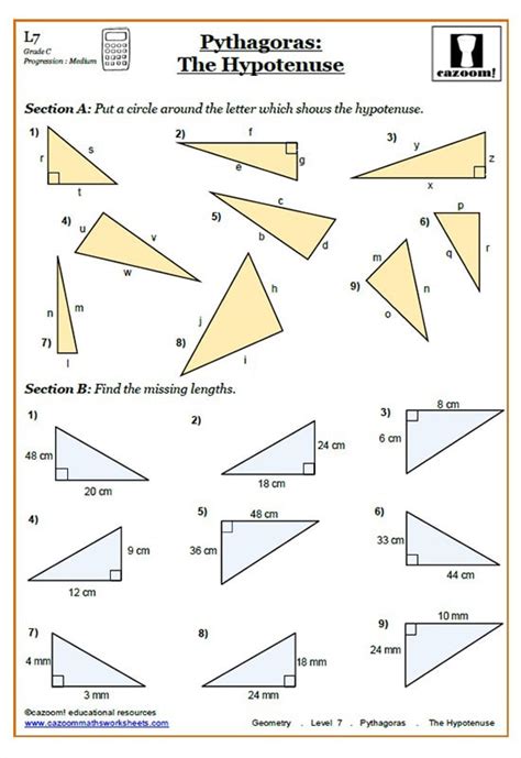 Pythagoras Worksheet With Answers