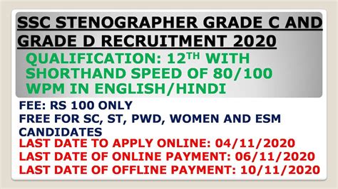 Ssc Stenographer Grade C And D Recruitment Youtube