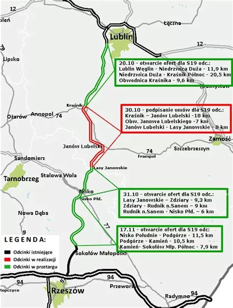 Stan realizacji drogi ekspresowej S19 Rzeszów Lublin informacje