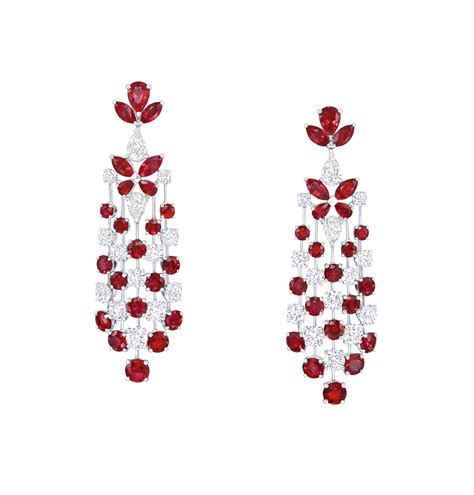 GRAFF PAIR OF RUBY AND DIAMOND CLASSIC BUTTERFLY PENDANT EARCLIPS