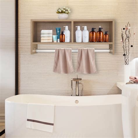 Topcobe Wall Shelf with Towel Bar, Wall Shelves and Ledges, Cube ...