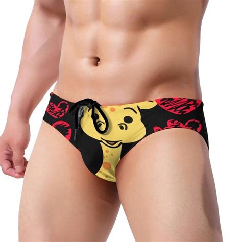 Gahaha Swim Briefs For Men Cute Giraffe Love Swimming Suits Waistband