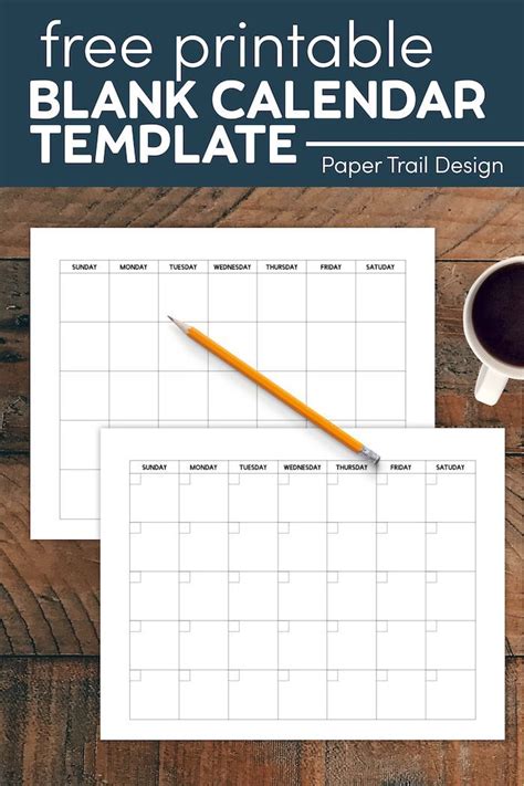 Free Printable Blank Calendar Template Paper Trail Design Printable Riset