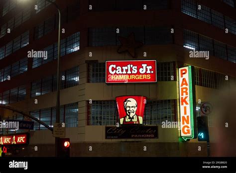 Los Angeles California Usa 5th Sep 2015 Neon Signs For Carls Jr