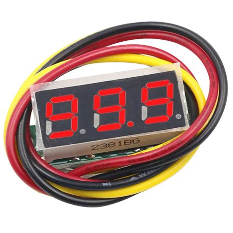 3 Wires Digital Voltage Tester 0 100V 0 28 Inch Mini DC Voltmeter Red