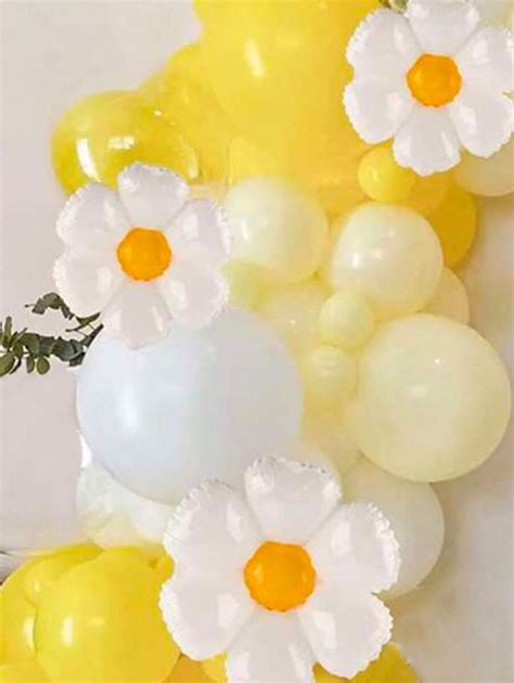 Pcs Latex Balloon Arch Kit Daisy Shaped Balloon With White Yellow