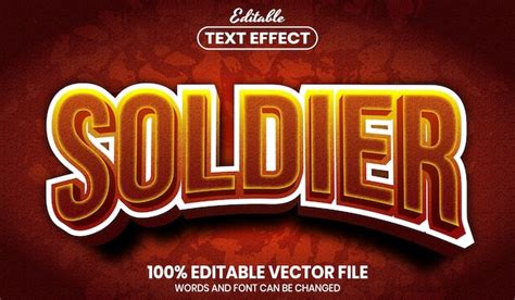 Texte De Soldat Effet De Texte Modifiable Vecteur Premium