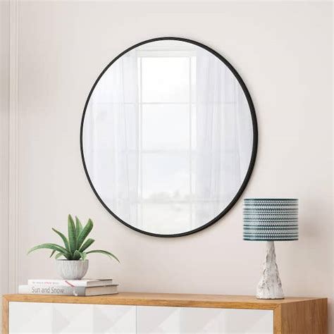 Famyyt In W X In H Round Metal Framed Wall Bathroom Vanity