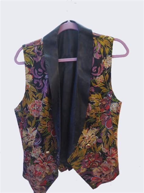 Vintage Floral Printed Bright Colorful Vest Etsy