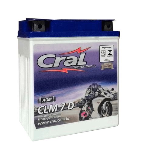 Bateria Cral Moto CLM 7 D 7 Ah Lojão das Baterias