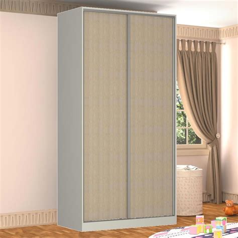 Guarda Roupa Solteiro Portas Correr Mdf Rc Branco Noce