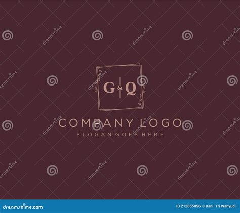 Initial GQ Letters Decorative Luxury Wedding Logo Stock Vector