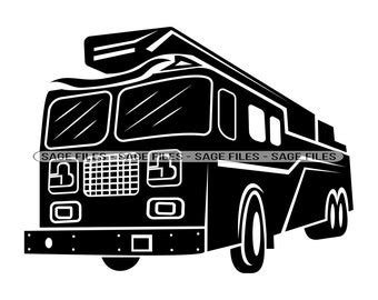 Fire Truck Outline SVG, Firetruck Svg, Fire Engine SVG, Fire Truck ...