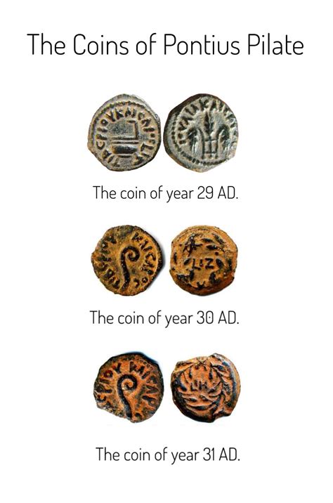 The three bronze coins (or 'prutah') issued by Pontius Pilate between 29-31 AD are of especial ...