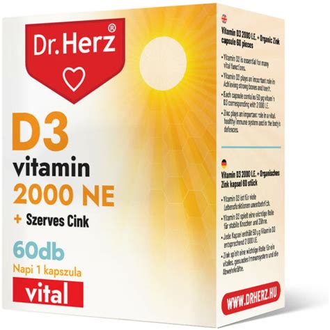 Vásárlás Dr Herz D3 vitamin 2000 NE Szerves Cink 60db